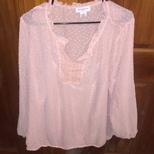 Pink, textured blouse